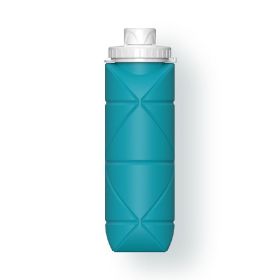 20oz Durable Collapsible Water Bottles Leakproof Valve Reusable BPA Free Silicone Foldable Travel Water Bottle For Gym Camping Hiking Travel Spor (Color: Blue)